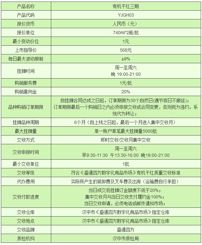 盛通四方有机干红三期